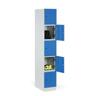 Szafki biurowe - Szafka ubraniowa ze schowkami, 5 schowków, 1850 x 300 x 500 mm, zamek z czytnikiem kart RFID, drzwi laminowane, dąb naturalny - miniaturka - grafika 1