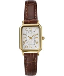 Timex Zegarek Damski Trend 21 mm, Brązowy Skórzany Pasek, Biała Tarcza, Złota Obudowa TW2Y00900 - Paski - miniaturka - grafika 1