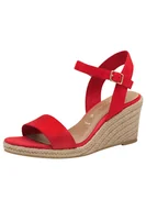 Espadryle damskie - Tamaris sandały damskie espadryle z obcasem klinowym w rafii 1-28300-42, rozmiar:38 EU, kolor:Czerwony - miniaturka - grafika 1