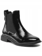 Botki damskie - Czarne botki damskie Nessi 20766 skóra płaski obcas modne r.38 - miniaturka - grafika 1