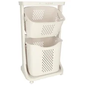 Pojemniki na zabawki - Pojemnik na zabawki kosz na ubrania organizer podwójny jeżdżący - miniaturka - grafika 1