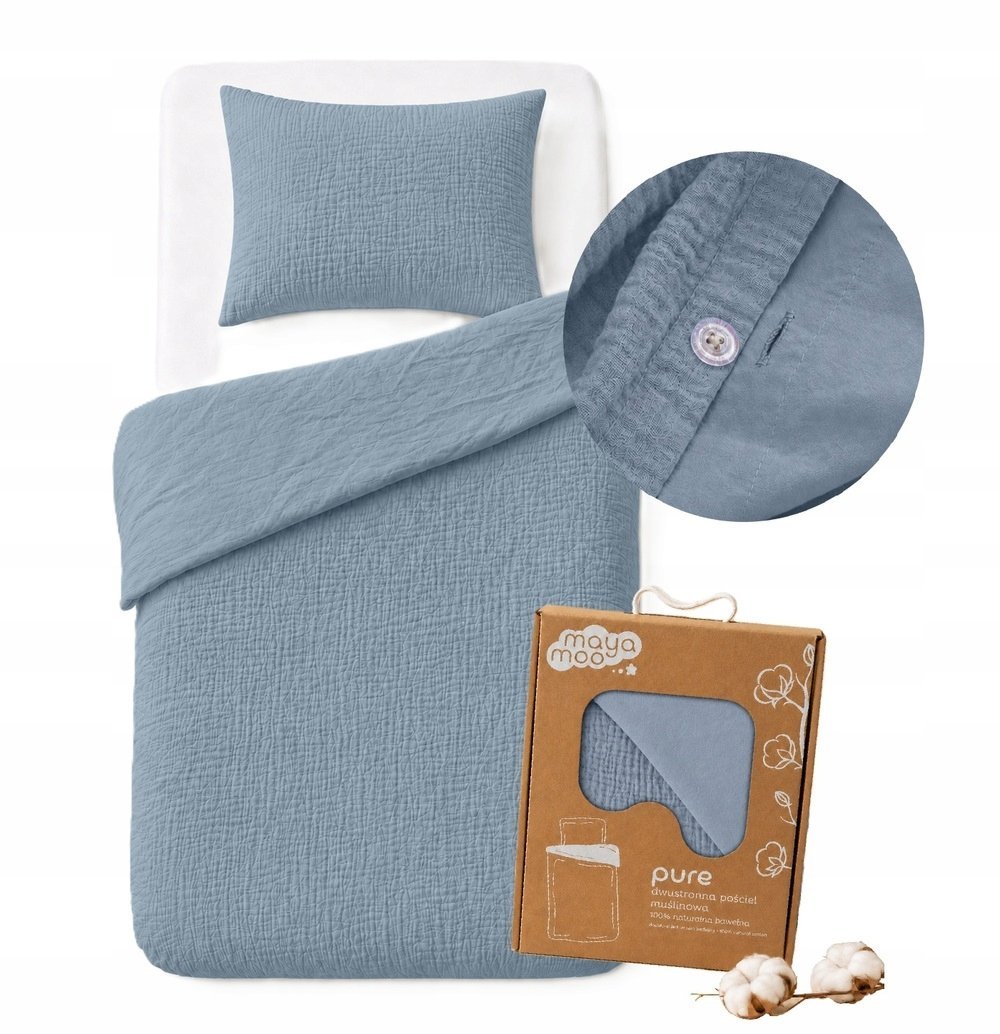 Pościel muślinowa 100x130 dziecięca - dwuwarstwowy muślin 140g/m2 + bawełna