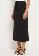 Spódnice - Czarna Spódnica o Trapezowym Kroju z Rozporkiem Zapinana na Zamek Błyskawiczny Tiamarue - miniaturka - grafika 1