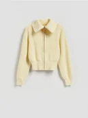 Swetry damskie - Reserved - Kardigan z zapięciem na zamek - jasnożółty - miniaturka - grafika 1