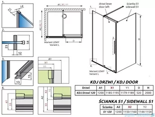Radaway Furo Kdj Brushed Nickel kabina 120x120cm lewa szczotkowany nikiel 10104622-91-01L/10110580-01-01/10113120-01-01 - Kabiny prysznicowe - miniaturka - grafika 2