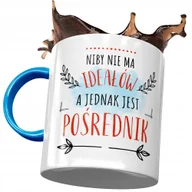 Kubki - Kubek Błękitny Dla Pośrednika Niby nie ma Ideałów z Nadrukiem ze Zdjęciem + Opakowanie na prezent (wzór 02) - miniaturka - grafika 1