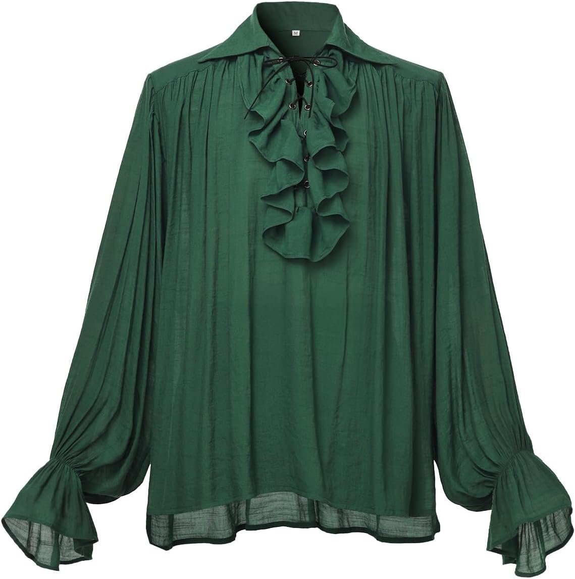 GRACEART Męska Koszula Średniowieczna Renesansowa Bawełna i Len Zielona XS