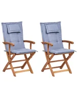 Fotele i krzesła ogrodowe - Krzesło ogrodowe Zestaw 2 Drewno Niebieski MAUI II - miniaturka - grafika 1