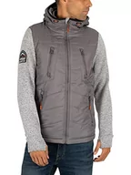 Bluzy męskie - Superdry Męska bluza z kapturem Storm Hybrid Ziphood, Szary (srebrny wrzosowy Marl Udd), XS - miniaturka - grafika 1