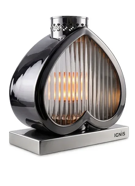 Znicz Solarny Metalowy, 22 Cm, Wieczne Światło, Serce Czarne, Na Grób