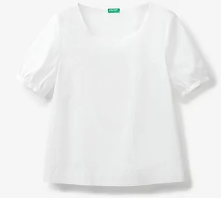 Bluzki damskie - Benetton Bluzka w kolorze białym - grafika 1