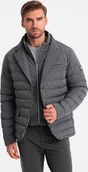 Kurtki męskie - Kurtka męska Ombre Pikowana kurtka męska o kroju marynarki grafitowa V2 OM-JALP-0188 S - miniaturka - grafika 1