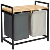 Kosze na bieliznę - Kosz na pranie GOCKOWIAK Hanoi 80L Czarno-szary - miniaturka - grafika 1