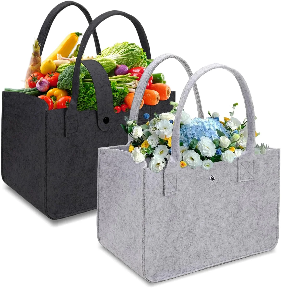 TORBA NA ZAKUPY 2 SZTUKI SKŁADANA 30 X 20X18CM CZARNA SZARA
