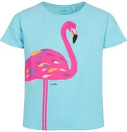 Bluzki dla dziewczynek - T-shirt z krótkim rękawem dla dziewczynki, z flamingiem, niebieski 3-8 lat - miniaturka - grafika 1