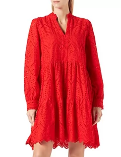 Sukienki - YAS Damska sukienka Yasholi Ls Dress S. Noos, czerwony (Fiery Red), XS - grafika 1