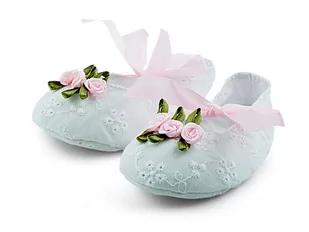Śliczne bawełniane buciki niemowlęce r. 6-12 m-cy - Buty dla dziewczynek - miniaturka - grafika 1