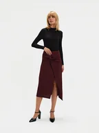 Spódnice - Spódnica z węzłem bordo - miniaturka - grafika 1