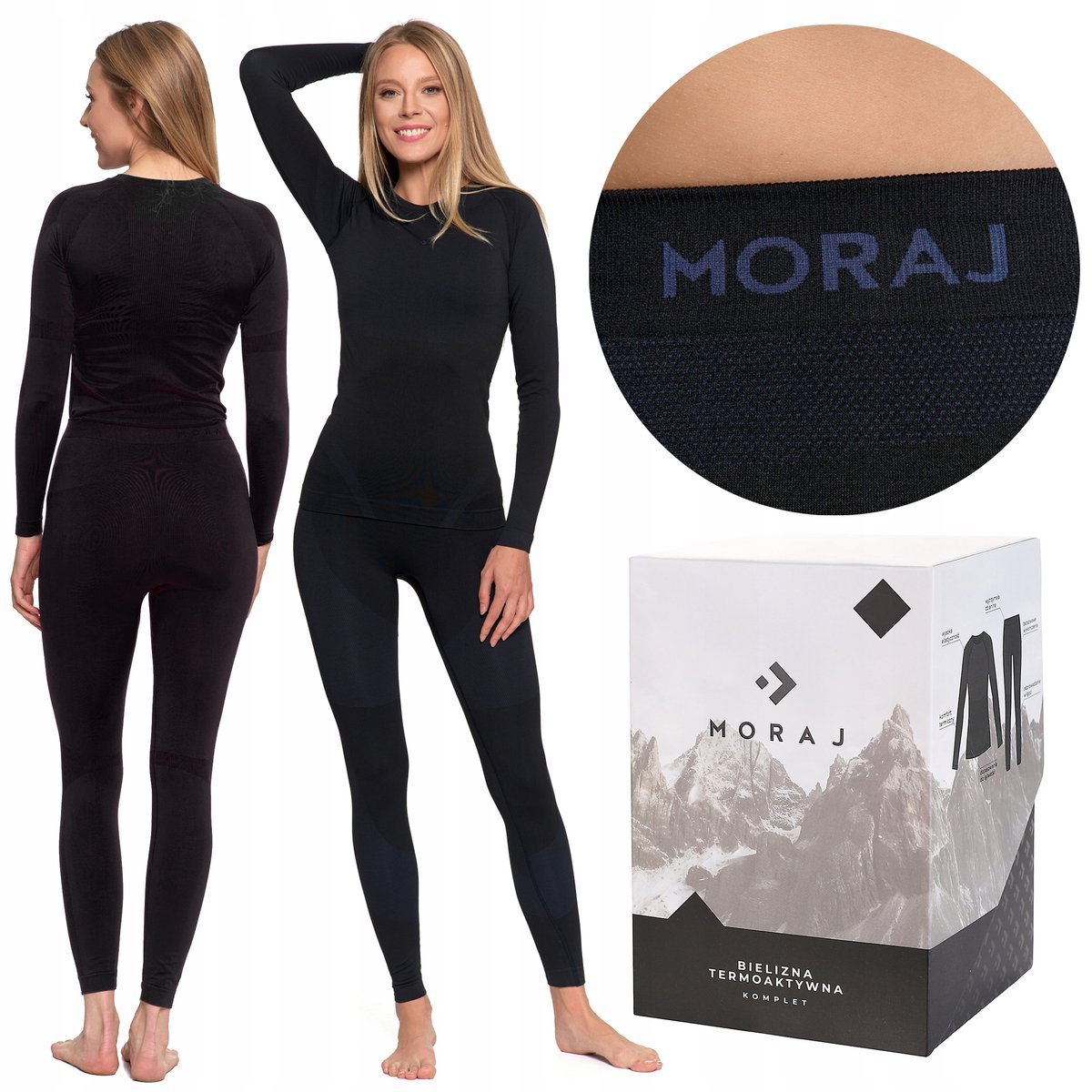 Bielizna Termoaktywna DAMSKA Komplet Odzieży Termicznej Bezszwowej MORAJ L