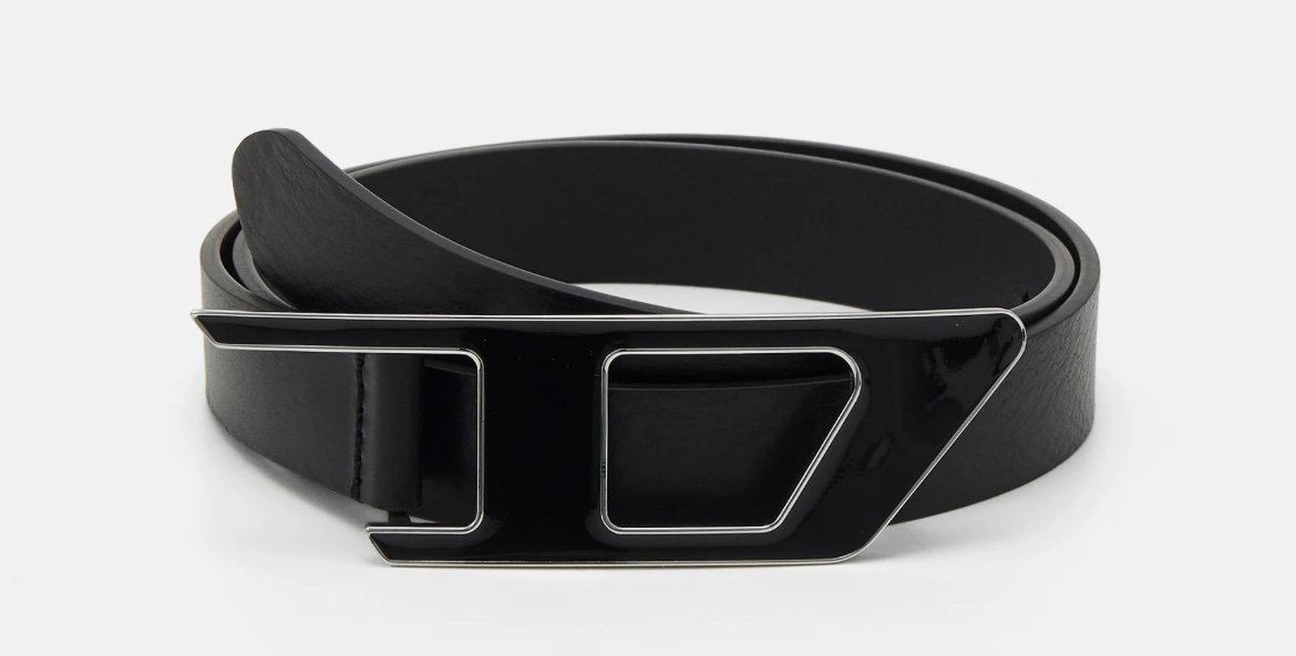 Pasek damski Diesel B-Dlogo II czarny skóra r. 85