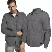 Odzież taktyczna i umundurowanie - Koszula z długim rękawem BRANDIT Vintage Shirt - Charcoal Grey - miniaturka - grafika 1