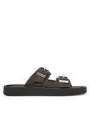 Klapki i japonki męskie - Calvin Klein Klapki Ergon Double Bar Sandal Su HM0HM02094 Brązowy - miniaturka - grafika 1