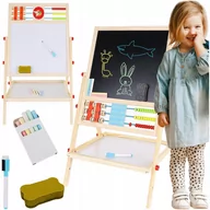 Tablice dla dzieci - Tablica Magnetyczna Kredowa Dwustronna Drewniana Liczydło Kreda Gąbka 6W1 - miniaturka - grafika 1