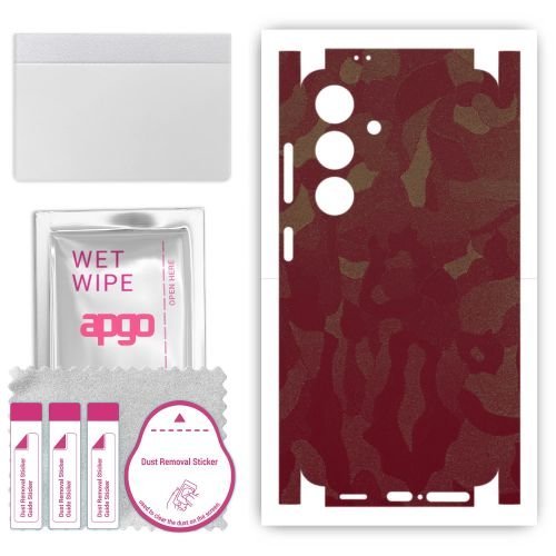 folia naklejka skórka strukturalna na TYŁ+BOKI do Samsung Galaxy S24 - Moro Camo Bordowy - apgo SKINS