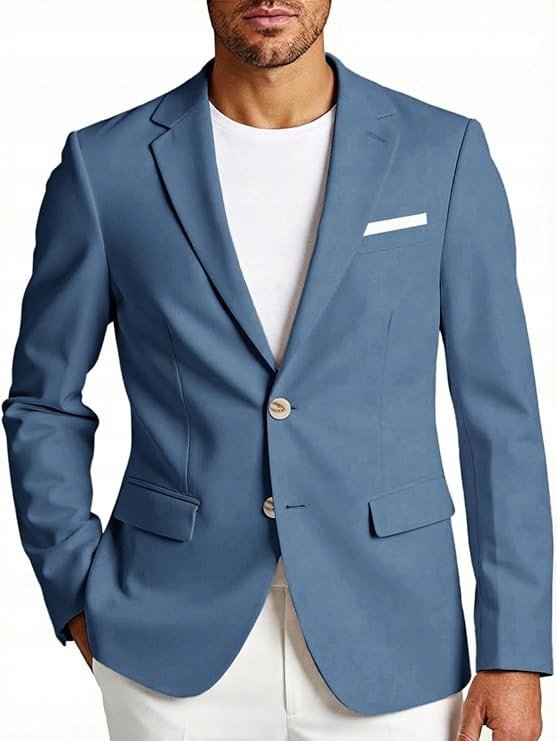 MĘSKA MARYNARKA ELEGANCKA slim fit wizytowa casual jednorzędowa rozmiar M