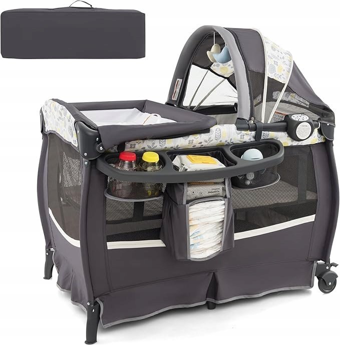 KOMPLETNE WIELOFUNKCYJNE ŁÓŻKO TURYSTYCZNE STÓŁ DO PRZEWIJANIA 0-36M. 15KG