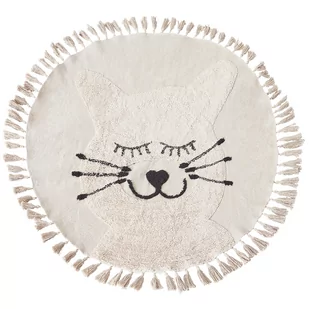Dywan dziecięcy okrągły bawełniany motyw kota ø 120 cm beżowy ETSERI - Dywany dla dzieci Dywan dziecięcy okrągły bawełniany motyw kota ø 120 cm beżowy ETSERI - Dywany dla dzieci - miniaturka - grafika 1
