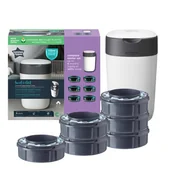 Inne akcesoria do pielęgnacji dzieci - TOMMEE TIPPEE Pojemnik na pieluszki biały + 6 wkładów - miniaturka - grafika 1