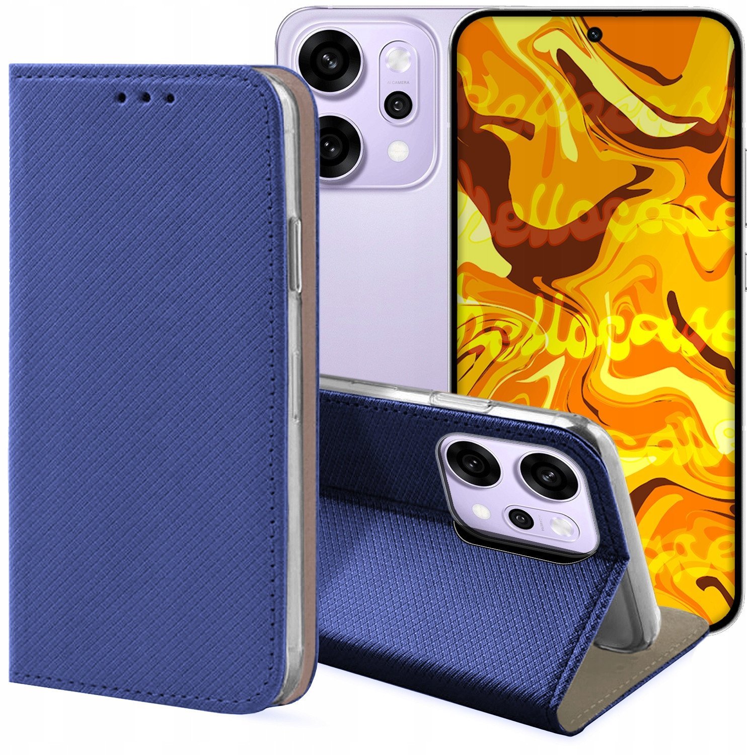 ETUI Z KLAPKĄ DO OPPO RENO14 PRO GRANATOWE ZAMYKANE MAGNETYCZNE OCHRONNE BOOK0672