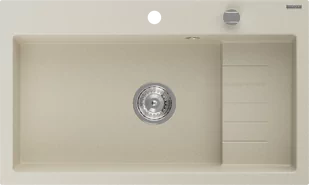 Mexen Omar zlewozmywak granitowy 1-komorowy 800 x 480 mm, beżowy, syfon chrom - 6520801005-69 - Zlewozmywaki - miniaturka - grafika 1
