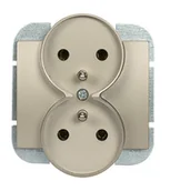 Gniazdka elektryczne - Abex Gniazdo podwójne z/u do ramek ONYX - satyna - miniaturka - grafika 1