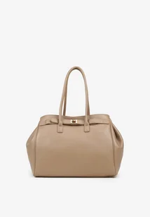 Beżowa Torebka Typu Shopperka na Ramię z Klamrą Remille - Torebki damskie - miniaturka - grafika 1