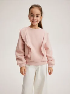 Reserved - Bluza z ozdobną falbanką - pastelowy róż - Bluzki dla dziewczynek - miniaturka - grafika 1
