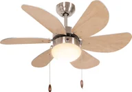 Wentylatory sufitowe - HOMCOM Wentylator sufitowy z oświetleniem, lampa sufitowa LED 16W z wentylatorem, lampa wisząca z 6 odwracalnymi łopatkami, do sypialni, salonu, B - miniaturka - grafika 1