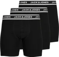 Majtki męskie - JACK&JONES bokserki męskie, 3-pak - JACSOLID, bawełna stretch, gładkie, czarne XL - miniaturka - grafika 1