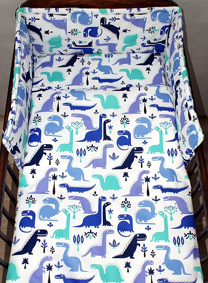 Komplet pościeli dla dziecka 90x120 cm 2 el - dino niebieskie