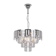Lampy sufitowe - Złota lampa wisząca Katerina z kryształami nad łóżko srebrna - miniaturka - grafika 1