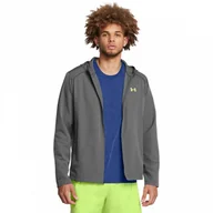 Kurtki męskie - Męska kurtka do biegania Under Armour UA Storm Run Hooded Jacket - szara - miniaturka - grafika 1