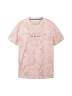 Koszulki męskie - TOM TAILOR T-shirt męski, 31802 - Pink Tonal Big Leaf Design, S - miniaturka - grafika 1