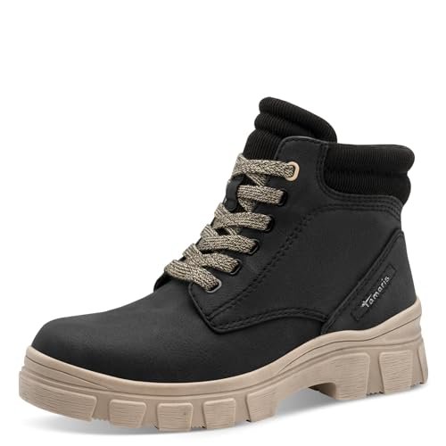 Tamaris Damskie sztyblety Lace Boot Flat 1-25913-45, czarne, rozmiar 38 EU, czarny, 38 EU