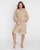 Szlafroki damskie - Miękki szlafrok beżowy z kapturem wellsoft unisex rozmiar s/m - miniaturka - grafika 1