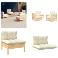 Meble ogrodowe - vidaXL 4-częściowy zestaw wypoczynkowy do ogrodu z kremowymi poduszkami drewno sosnowe - zestaw wypoczynkowy do ogrodu - zestawy wypoczynkowe do ogrodu - zestawy wypoczynkowe - zestawy wypoczynkowe - miniaturka - grafika 1
