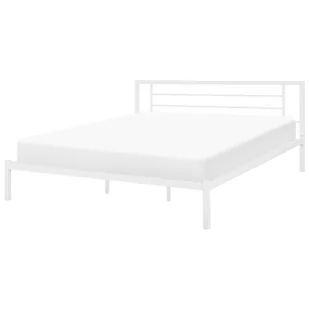 Beliani Metalowe białe łóżko ze stelażem 180 x 200 cm CUSSET - Łóżka - miniaturka - grafika 1