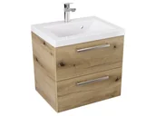 Szafki łazienkowe - Szafka Wisząca Z Umywalką ATHD 50 cm - Dąb Evoke Coast Mat - Uchwyty Stal Szczotkowana - miniaturka - grafika 1