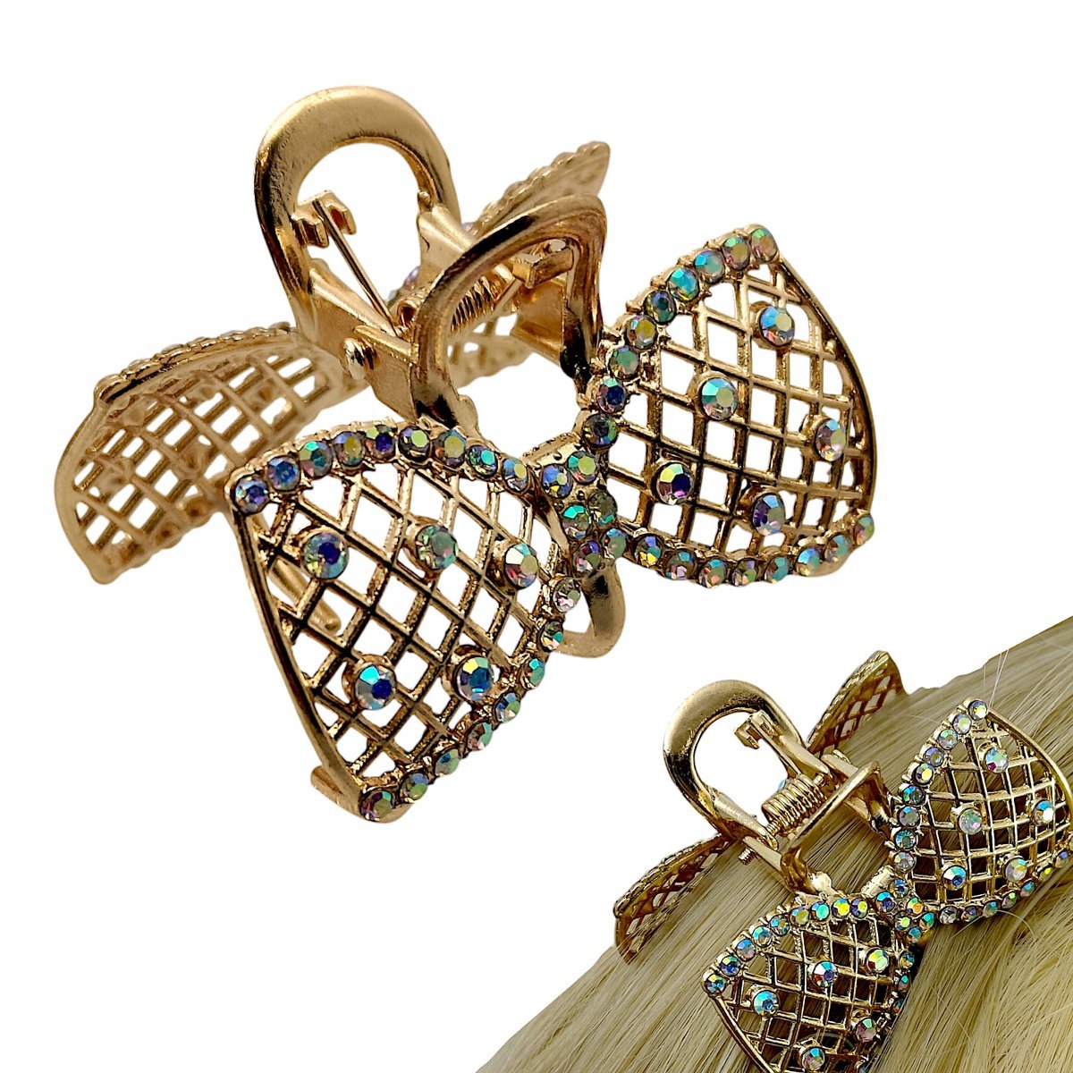 Klamra do włosów Metalowa szczęka z cyrkoniami Spinka