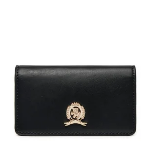 Duży Portfel Damski Tommy Hilfiger Luxe Leather Med Flap AW0AW16576 Czarny - Portfele - miniaturka - grafika 1